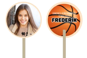 Nr. 26: Slikkepindedesign med basketball, foto og navn