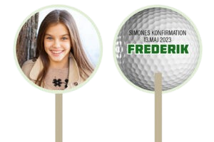 Nr. 28: Slikkepindedesign med golfbold, foto og navn
